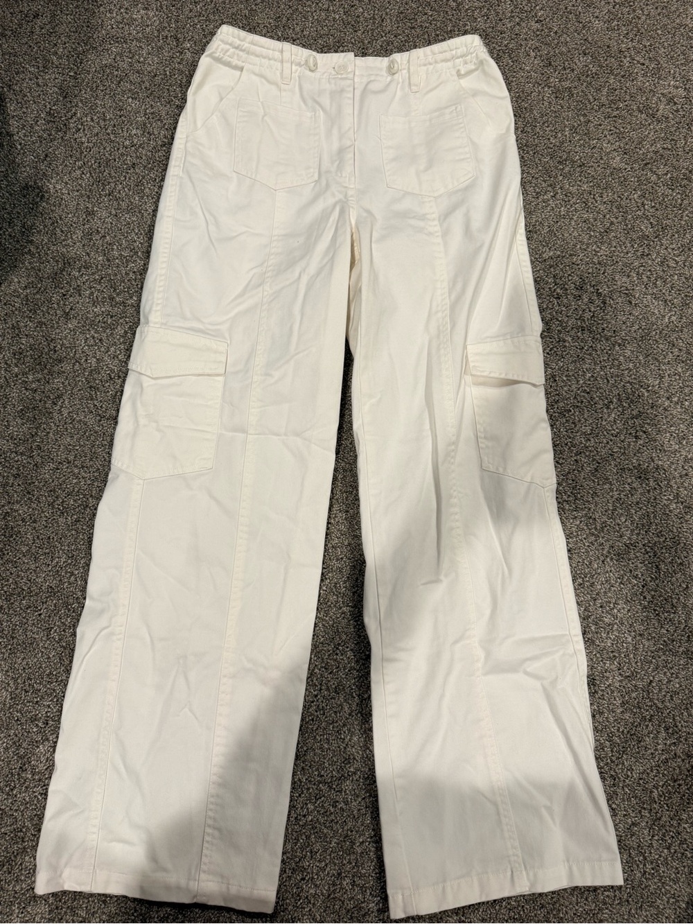 Women's Wide Leg Cargo Pants in White